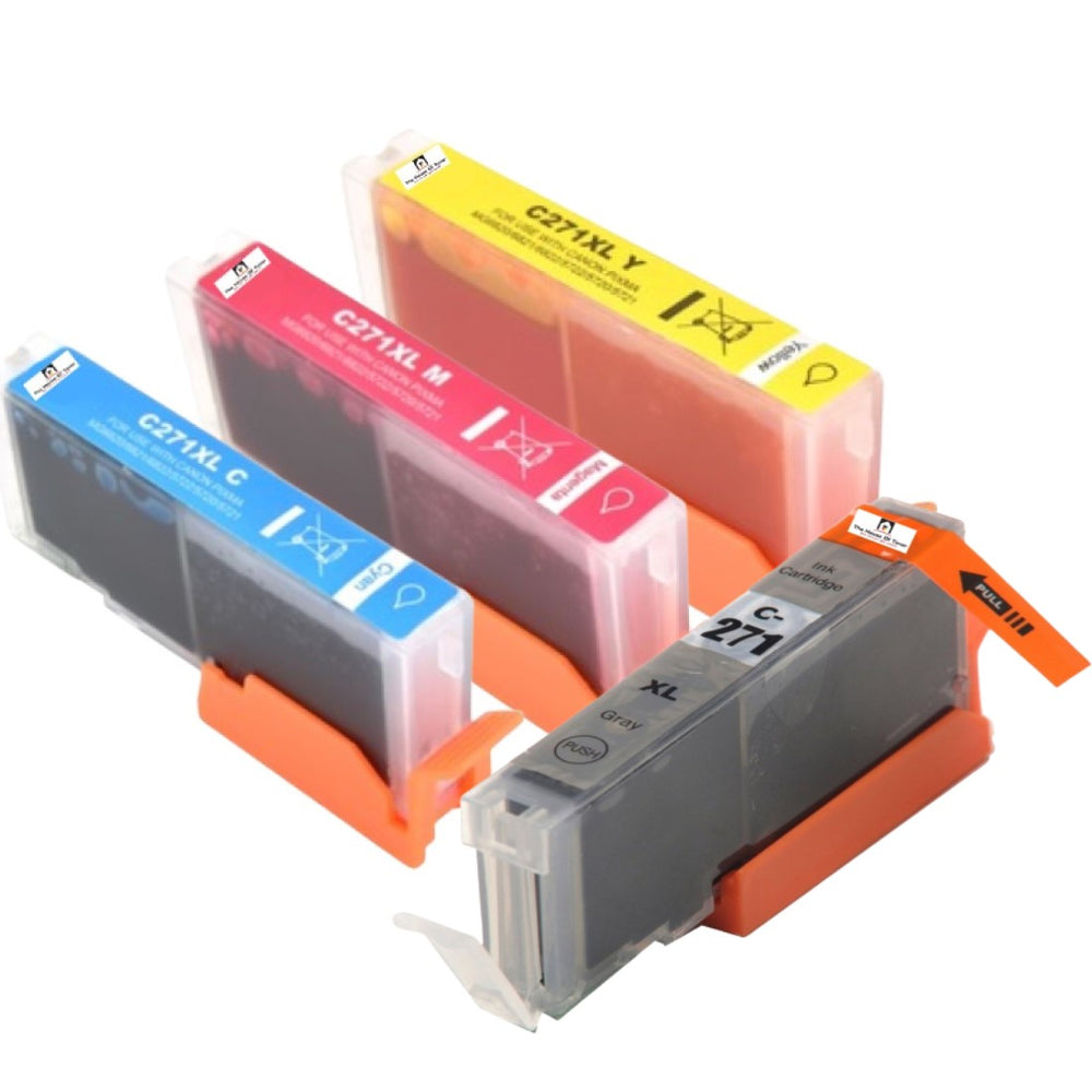 Compatible Ink Cartridge Replacement for CANON 0337C001, 0338C001, 0339C001, 0340C001 (CLI-271XLC,Y, M, GY) Cyan, Yellow, Magenta, Gray (300 YLD) 4-Pack