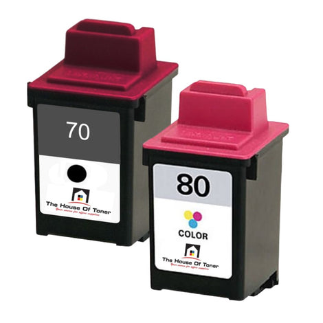 Compatible Ink Cartridge Replacement For Lexmark 12A1970, 12A1980 (70, 80; Black, Tri-Color) Black-25ML, Tri-Color-21ML (2-Pack)