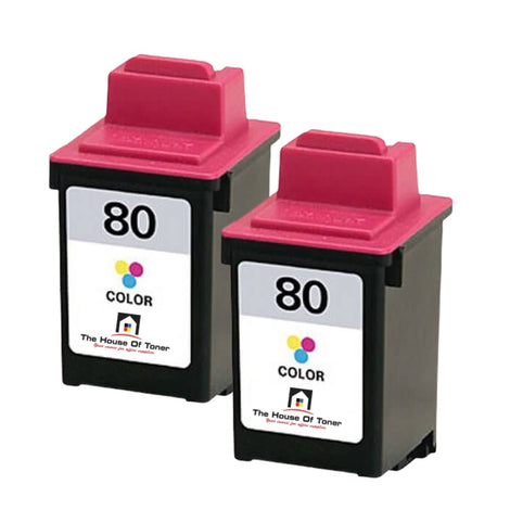 Compatible Ink Cartridge Replacement For Lexmark 12A1980 (80, Tri-Color) 21ML (2-Pack)