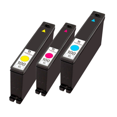 Compatible Ink Cartridge Replacement For Lexmark 14N1069, 14N1070, 14N1071 (100XL, Cyan, Magenta, Yellow) 600 YLD (3-Pack)