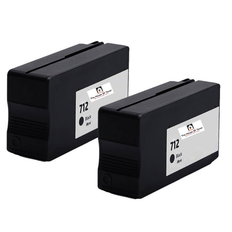 Compatible Ink Cartridge Replacement For HP 3ED71A (712) Black (80ML) 2-Pack