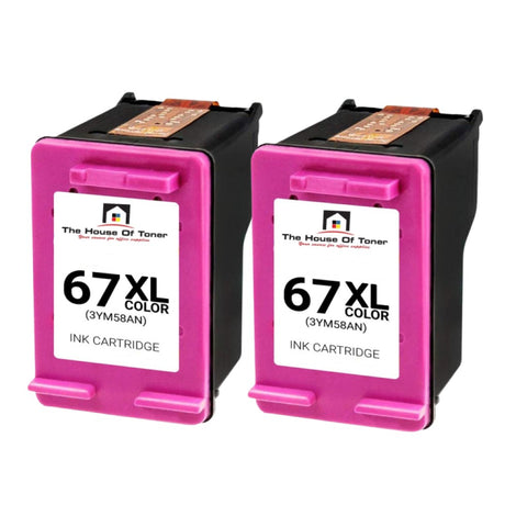 Compatible Ink Cartridge Replacement For HP 3YM58AN (67XL) Tri-Color (200 YLD) 2-Pack