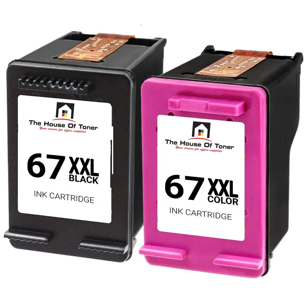 Compatible Ink Cartridge Replacement For HP 3YM59AN, 6ZA16AN (67XXL) Extra High Yield Black & Tri-Color (400 YLD) 2-Pack