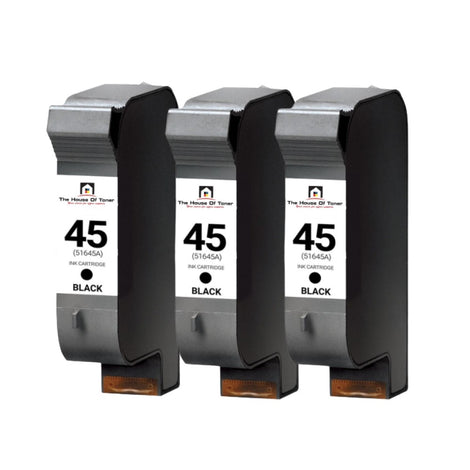 Compatible Ink Cartridge Replacement for HP 51645A (45) Black (830 YLD) 3-Pack