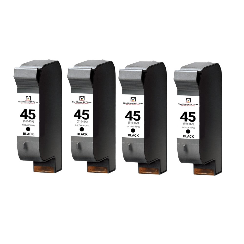 Compatible Ink Cartridge Replacement for HP 51645A (45) Black (4-Pack)