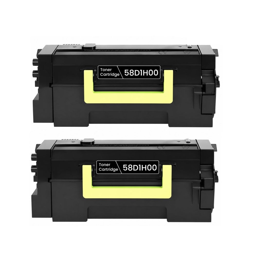 Compatible Toner Cartridge Replacement for Lexmark 58D1H00 Black High Yield (15K YLD) 2 Pack