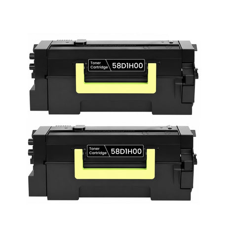 Compatible Toner Cartridge Replacement for Lexmark 58D1H00 Black High Yield (15K YLD) 2 Pack