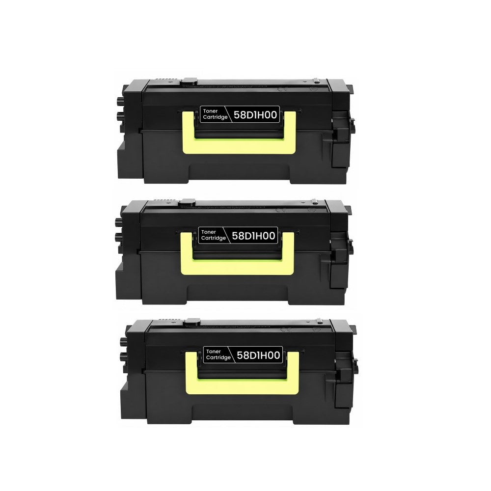 Compatible Toner Cartridge Replacement for Lexmark 58D1H00 Black High Yield (15K YLD) 3 Pack