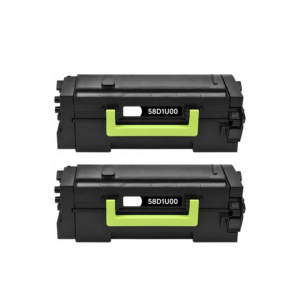 Compatible Toner Cartridge Replacement for Lexmark 58D1U00 Ultra Black High Yield (55K YLD) 2 Pack