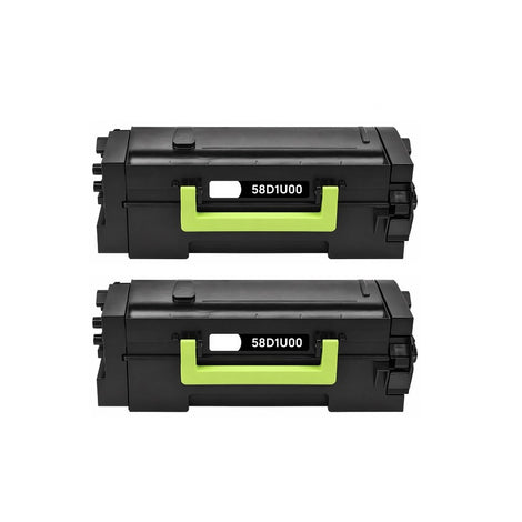 Compatible Toner Cartridge Replacement for Lexmark 58D1U00 Ultra Black High Yield (55K YLD) 2 Pack