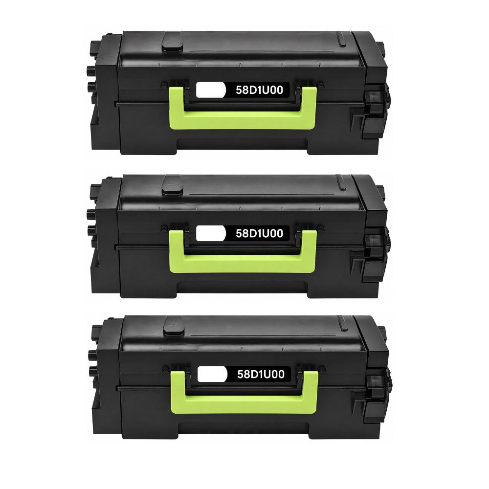 Compatible Toner Cartridge Replacement for Lexmark 58D1U00 Ultra Black High Yield (55K YLD) 3 Pack