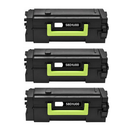 Compatible Toner Cartridge Replacement for Lexmark 58D1U00 Ultra Black High Yield (55K YLD) 3 Pack