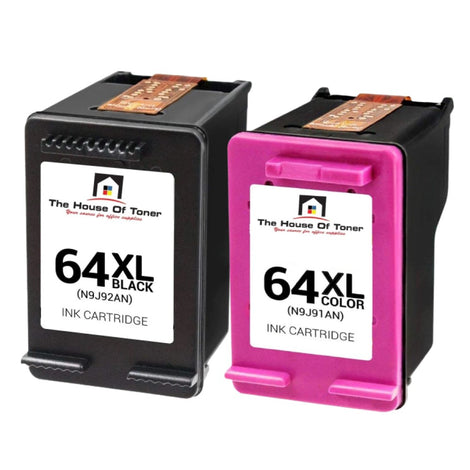 Compatible Ink Cartridge Replacement for HP N9J91AN, N9J92AN (64XL) Black & Tri-Color (450 YLD) 2-Pack