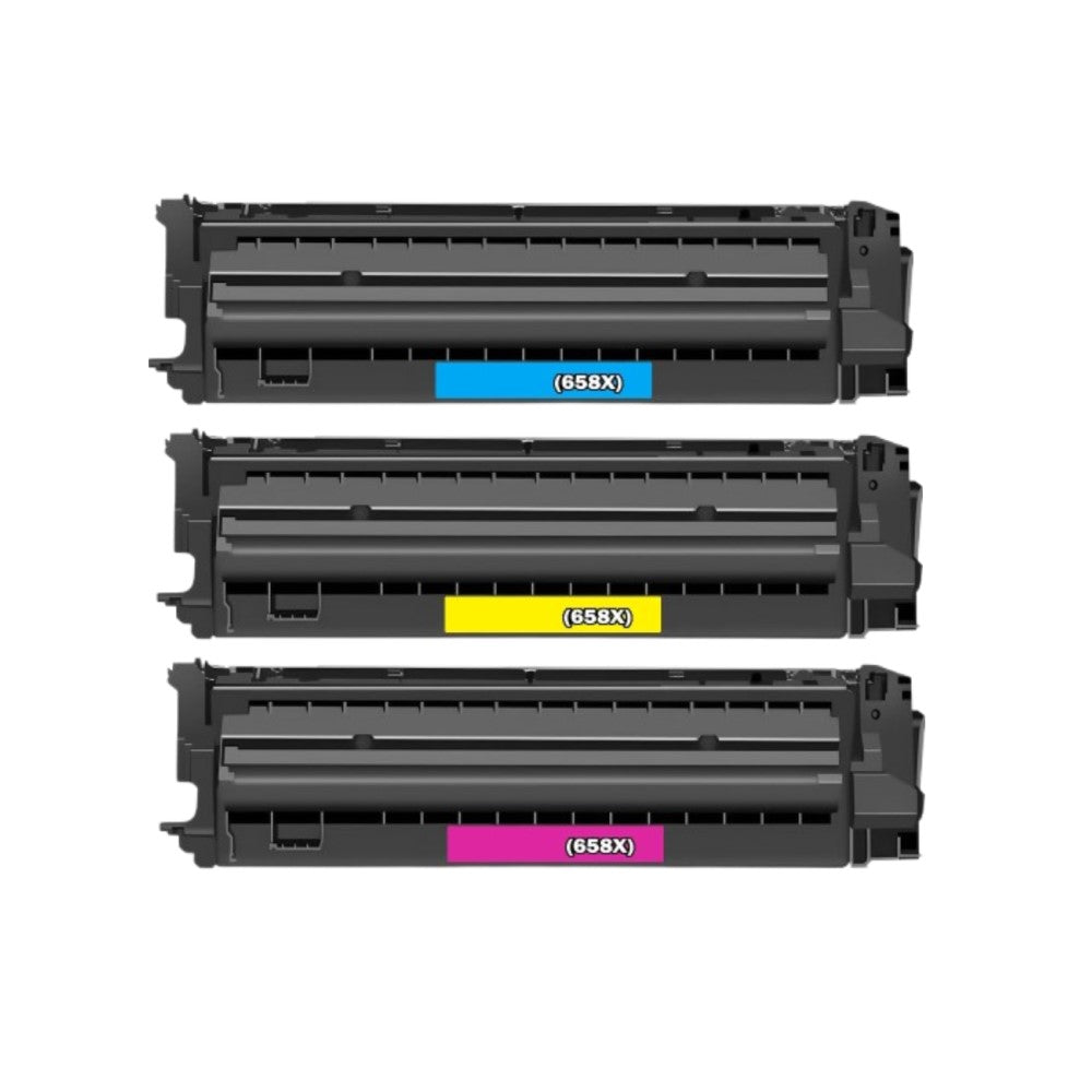 Compatible High Yield Cyan, Yellow, Magenta Toner Cartridge Replacement for HP W2001X, W2002X, W2003X (658X) Compatible (3 Pack)
