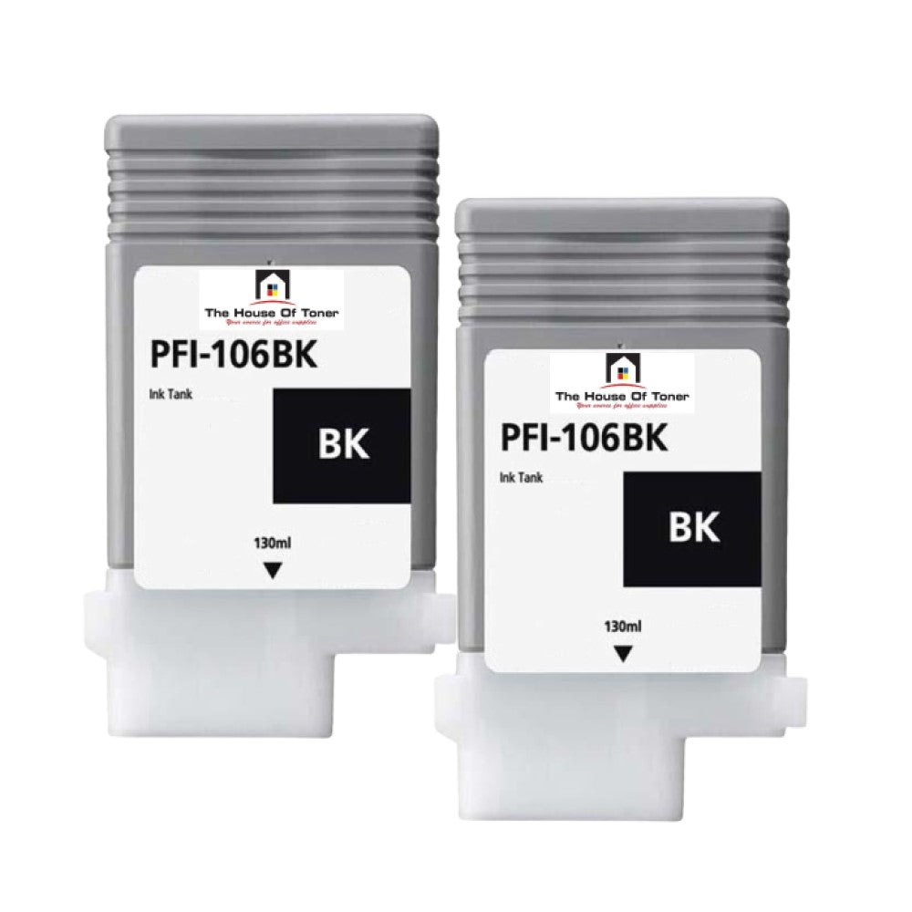 Compatible Ink Cartridge Replacement For CANON 6621B001 (PFI-106BK) Black (130 ML) 2-Pack