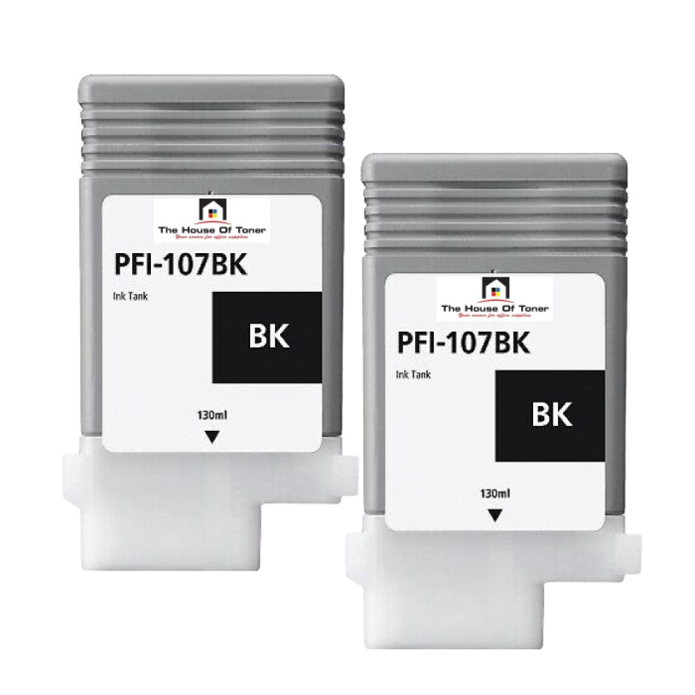 Compatible Ink Cartridge Replacement For CANON 6705B001 (PFI-107BK) Black (130 ML) 2-Pack