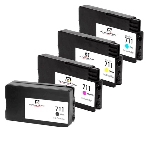 Compatible Ink Cartridge Replacement For HP CZ130A, CZ131A, CZ132A, CZ133A (711) Cyan, Magenta, Yellow, Black (29ML) 4-Pack