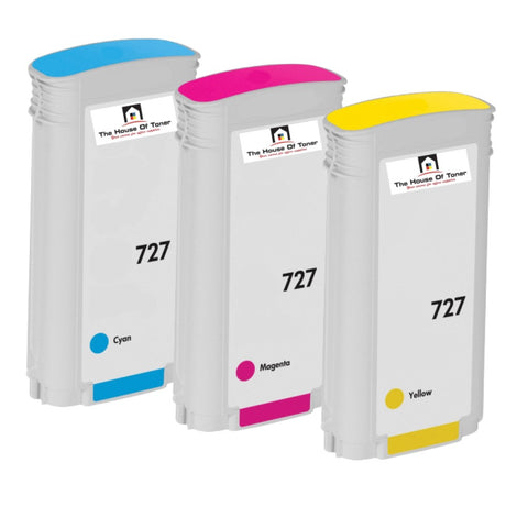 Compatible Ink Cartridge Replacement For HP B3P19A, B3P20A, B3P21A (727) Cyan, Magenta, Yellow (130 ML) 3-Pack