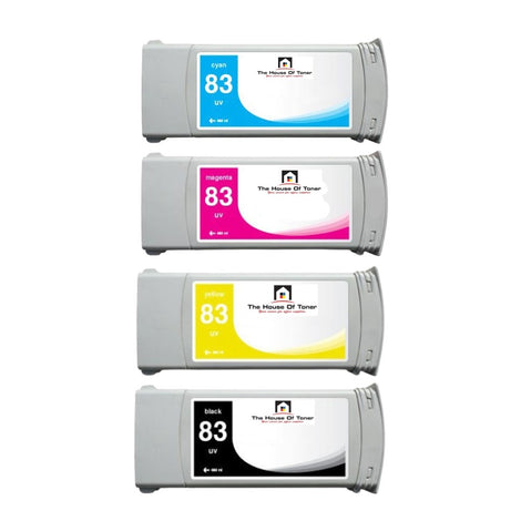 Compatible Ink Cartridge Replacement For HP C4941A, C4942A, C4943A, C4940A (83) Cyan, Magenta, Yellow, Black (680 ML) 4-Pack