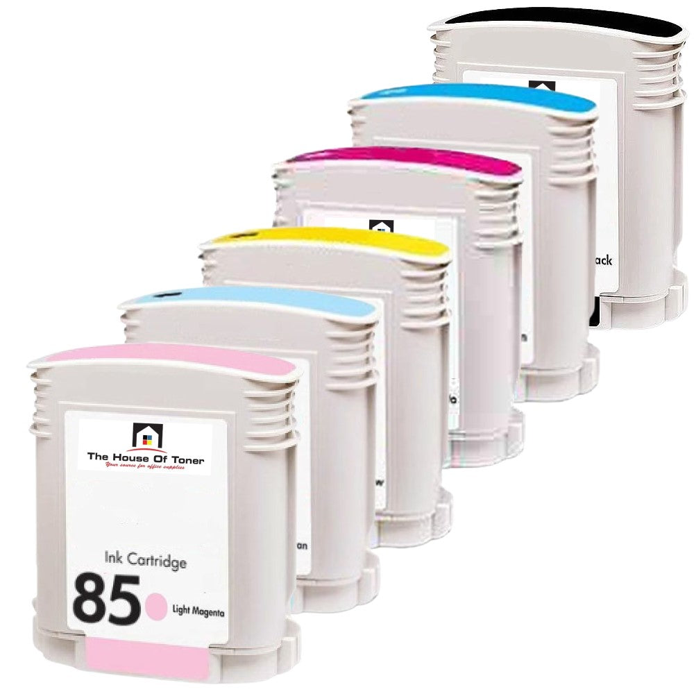 Compatible Ink Cartridge Replacement For HP C9425A, C9426A, C9427A, C5016A, C9428A, C9429A (84/85) Cyan, Magenta, Yellow, Black, Light Cyan, Light Magenta (69ML) 6-Pack