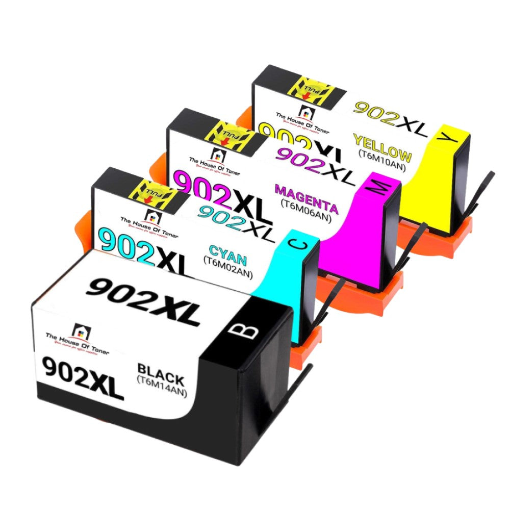 Compatible Ink Cartridge Replacement for HP T6M02AN, T6M06AN, T6M10AN, T6M14AN (902XL) Black, Cyan, Magenta, Yellow (825 YLD) 4-Pack