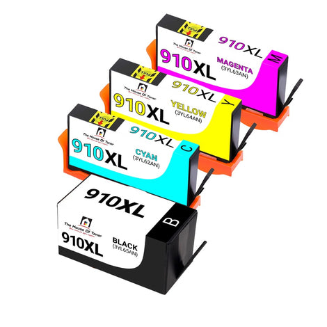 Compatible Ink Cartridge Replacement For HP 3YL62AN, 3YL63AN, 3YL64AN, 3YL65AN (910XL) Cyan, Magenta, Yellow, Black (825 YLD) 4-Pack
