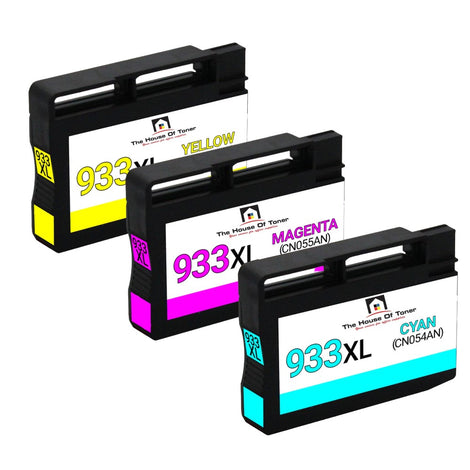 Compatible Ink Cartridge Replacement for HP CN054AN, CN055AN, CN056AN (933XL) Cyan, Magenta, Yellow (825 YLD) 3-Pack