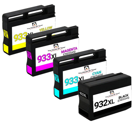 Compatible Ink Cartridge Replacement for HP CN054AN, CN055AN, CN056AN, CN053AN (932XL/933XL) Cyan, Magenta, Yellow, Black (825 YLD) 4-Pack