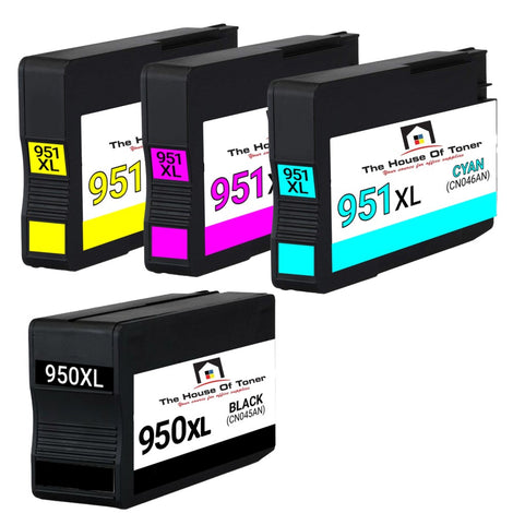 Compatible Ink Cartridge Replacement for HP CN046AN, CN047AN, CN048AN, CN045AN (951XL) Cyan, Magenta, Yellow, Black (1.5K YLD) 4-Pack