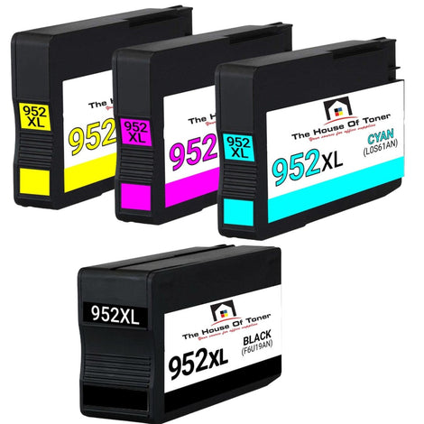 Compatible Ink Cartridge Replacement for HP F6U19AN, L0S61AN, L0S64AN, L0S67AN (952XL) High Yield Black, Cyan, Yellow, Magenta (2K YLD) 4-Pack