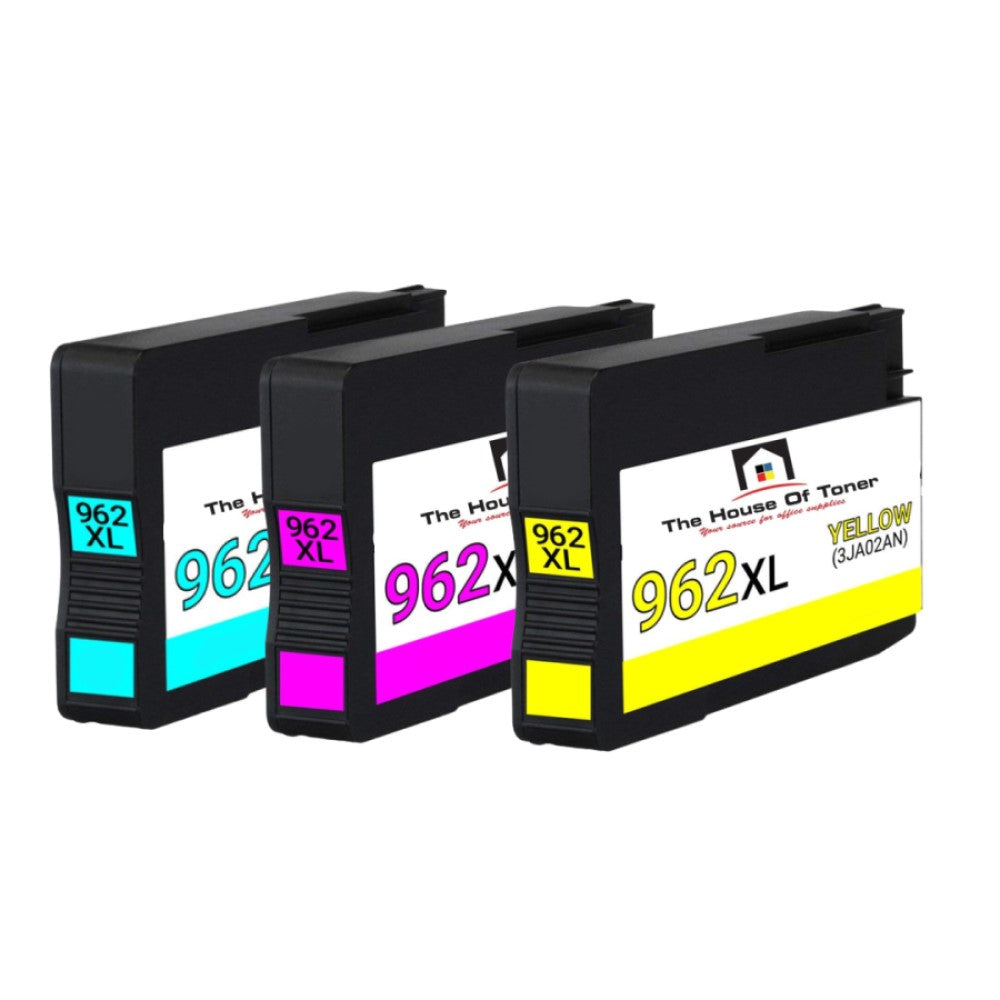 Compatible Ink Cartridge Replacement For HP 3JA00AN, 3JA01AN, 3JA02AN (962XL) Cyan, Magenta, Yellow (1.6K YLD) 3-Pack