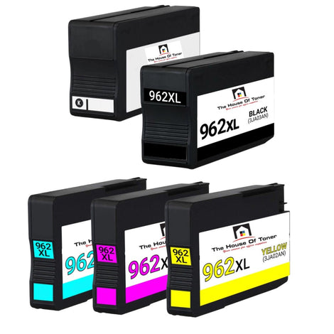 Compatible Ink Cartridge Replacement For HP 3JA04A, 3JA03AN, 3JA00AN, 3JA02AN, 3JA01AN (966XL/962XL) High Yield Black, Cyan, Yellow, Magenta (966XL-3K YLD, 962XL-Colors 1.6K YLD, Black 2K YLD) 5-Pack