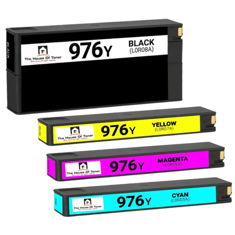 Compatible Ink Cartridge Replacement For HP L0R05A, L0R06A, L0R07A, L0R08A (976Y) Cyan, Yellow, Magenta, Black (13K YLD) 4-Pack