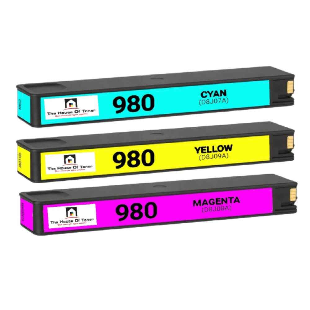 Compatible Ink Cartridge Replacement For HP D8J07A, D8J08A, D8J09A (980) Cyan, Magenta, Yellow (6.6K YLD) 3-Pack