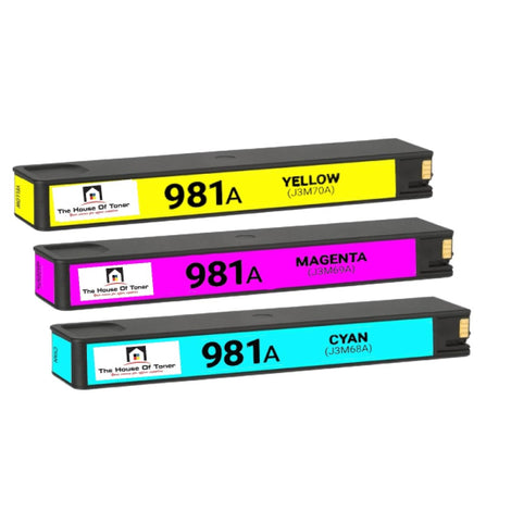 Compatible Ink Cartridge Replacement for HP J3M68A, J3M69A, J3M70A (981A) Cyan, Magenta, Yellow (6K YLD) 3-Pack