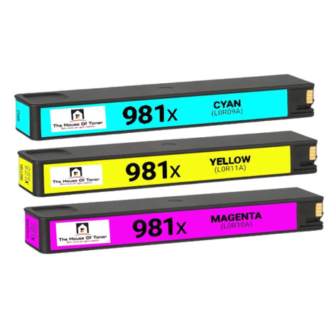 Compatible Ink Cartridge Replacement for HP L0R09A, L0R10A, L0R11A (981XL) High Yield Cyan, Magenta, Yellow (10K YLD) 3-Pack