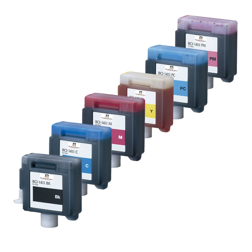 Compatible Ink Cartridge Replacement For CANON 7575A001, 7576A001, 7577A001, 7574A001, 7578A001, 7579A001 (BCI-1411C,M,Y,BK, PC, PM) Cyan, Magenta, Yellow, Black, Photo Cyan, Photo Magenta (330 ML) 6-Pack