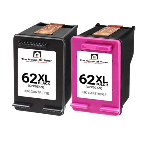 Compatible Ink Cartridge Replacement for HP C2P05AN, C2P07AN (62XL) Black & Tri-Color (Black- 600 YLD, Tri-Color- 415) 2-Pack