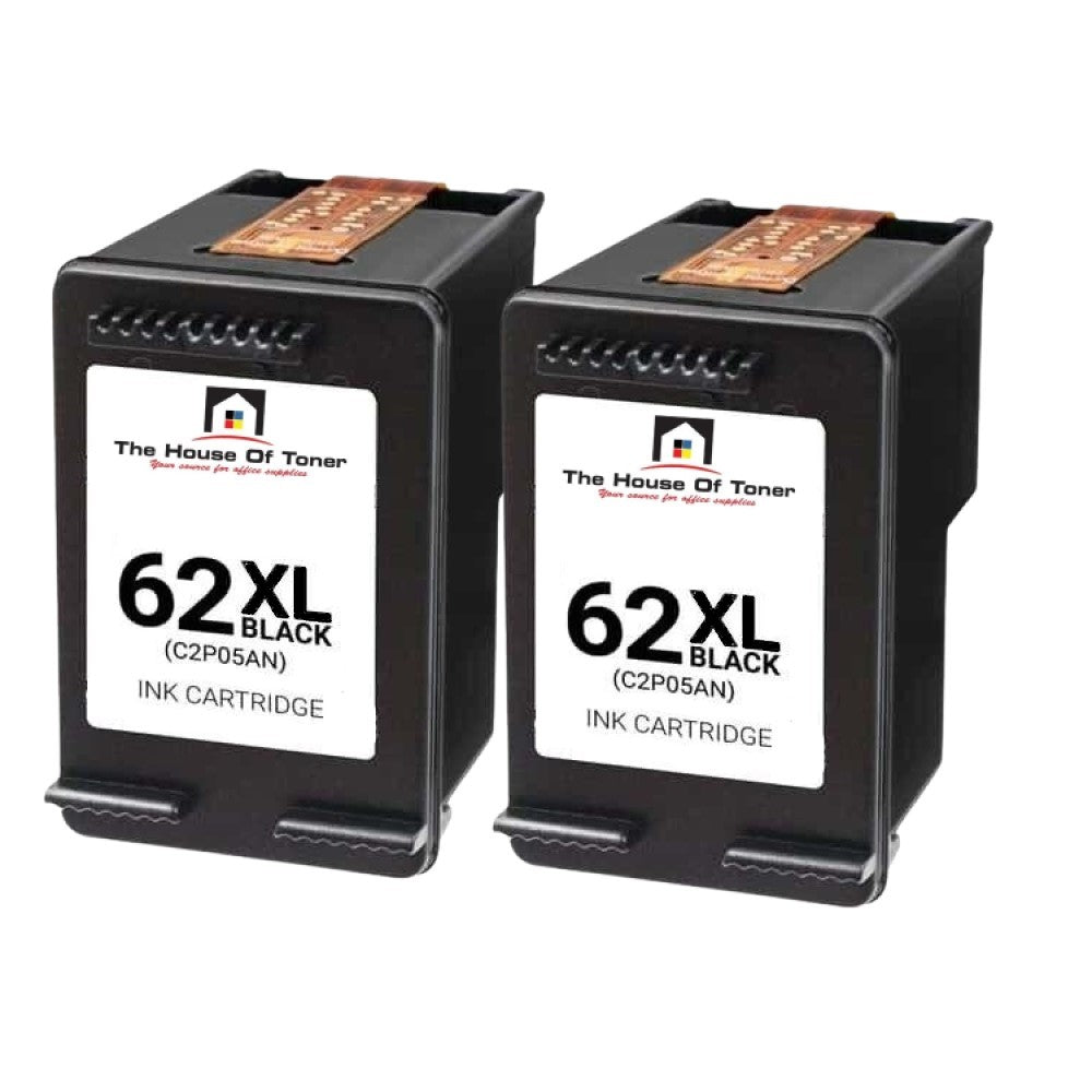 Compatible Ink Cartridge Replacement for HP C2P05AN (62XL) Black (600 YLD) 2-Pack
