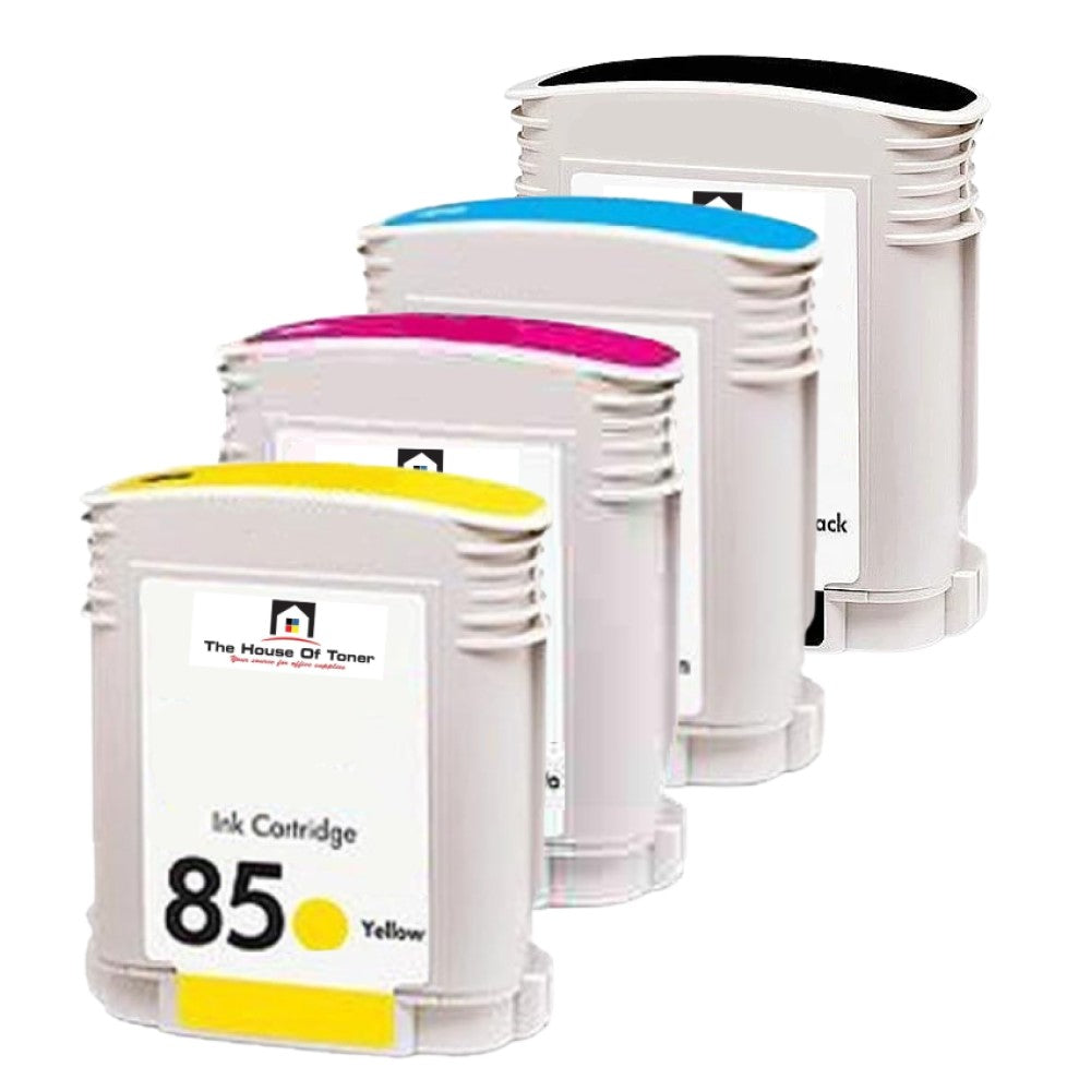 Compatible Ink Cartridge Replacement For HP C9425A, C9426A, C9427A, C5016A (84/85) Cyan, Magenta, Yellow, Black (69ML) 4-Pack