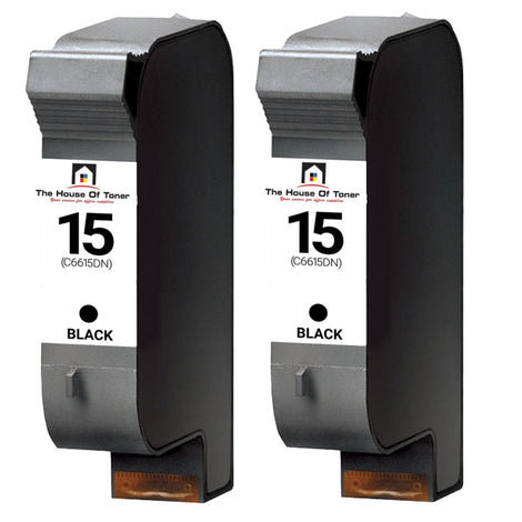 Compatible Ink Cartridge Replacement for HP C6615DN (15) Black (42ML) 2-Pack