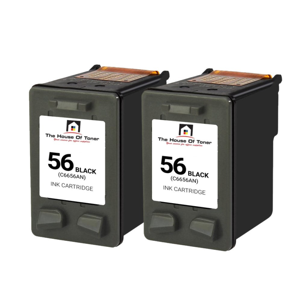 Compatible Ink Cartridge Replacement For HP C6656AN (56) Black (450 YLD) 2-Pack