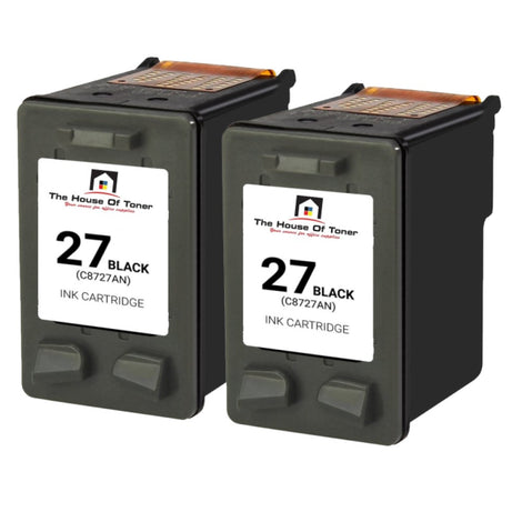 Compatible Ink Cartridge Replacement For HP C8727AN (27) Black (285 YLD) 2-Pack