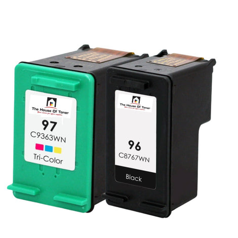 Compatible Ink Cartridge Replacement for HP C8767WN, C9363WN (96/97) Black & Tri-Color (Black-860 YLD, Tri-Color-450 YLD) 2-Pack