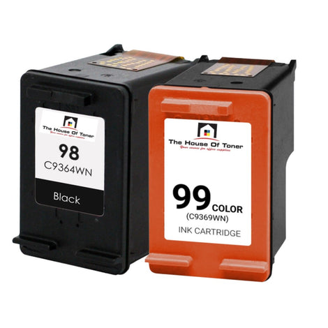 Compatible Ink Cartridge Replacement for HP C9364WN, C9369WN (98/99) Black & Tri-Color (Black-400 YLD, Tri-Color-130 YLD) 2-Pack