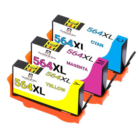 Compatible Ink Cartridge Replacement For HP CB323WN, C324WN, CB325WN (564XL) High Yield Cyan, Yellow, Magenta (750 YLD) 3-Pack
