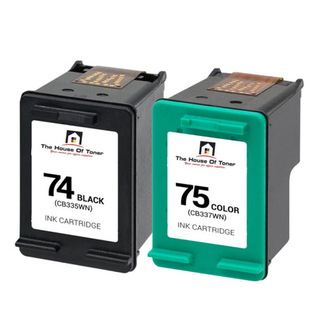 Compatible Ink Cartridge Replacement For HP CB335WN, CB337WN (74/75) Black & Tri-Color (Black-200 YLD, Tri-Color-170 YLD) 2-Pack