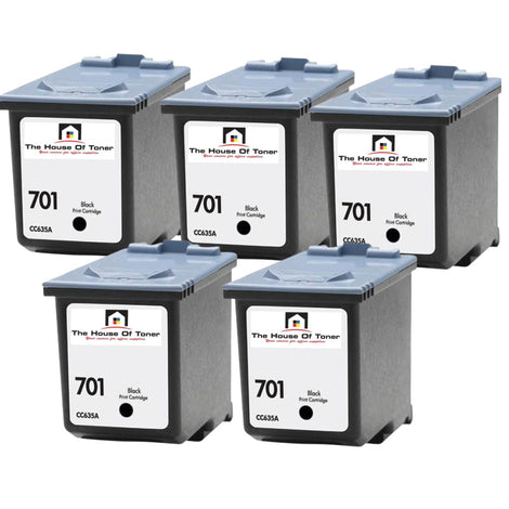 Compatible Ink Cartridge Replacement For HP CC635WN (701) Black (350 YLD) 5-Pack