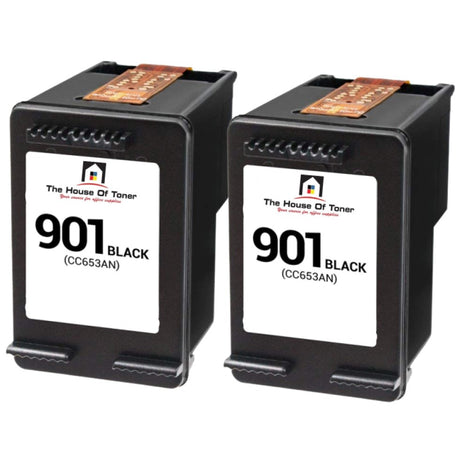 Compatible Ink Cartridge Replacement for HP CC653AN (901) Black (200 YLD) 2-Pack