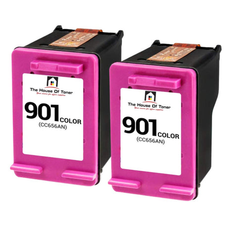 Compatible Ink Cartridge Replacement for HP CC656AN (901) Tri-Color (360 YLD) 2-Pack